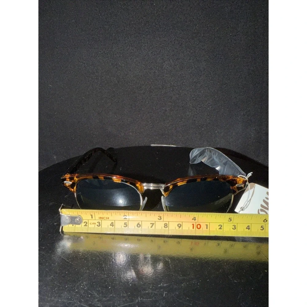 OWL Browline Half Frame Sunglasses Leopard Shell Brown Frame Tinted UV400